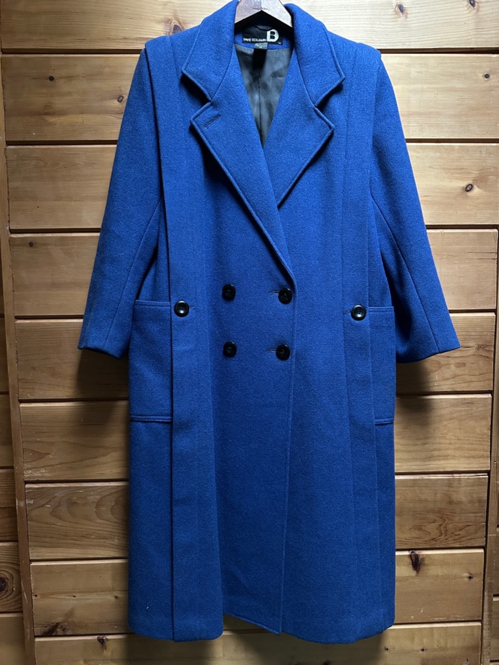 David Benjamin Wool Long Blue Trench Jacket Lined 10